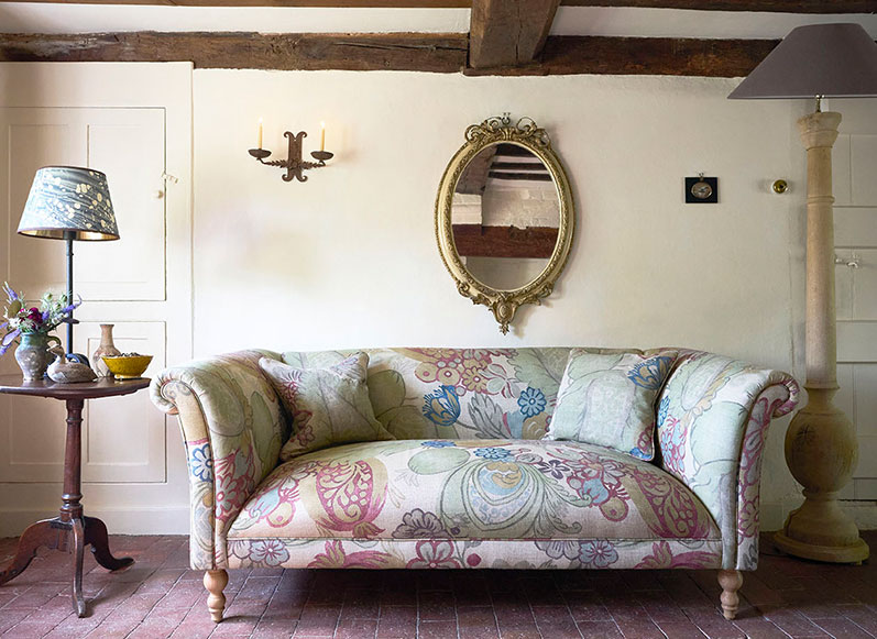 1 Woodbridge 3 Seater Sofa in Floral Linen Carcassonne Laurel